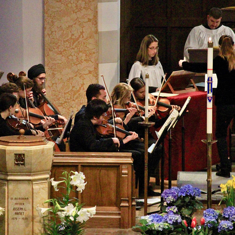 Musicians playing string instruments