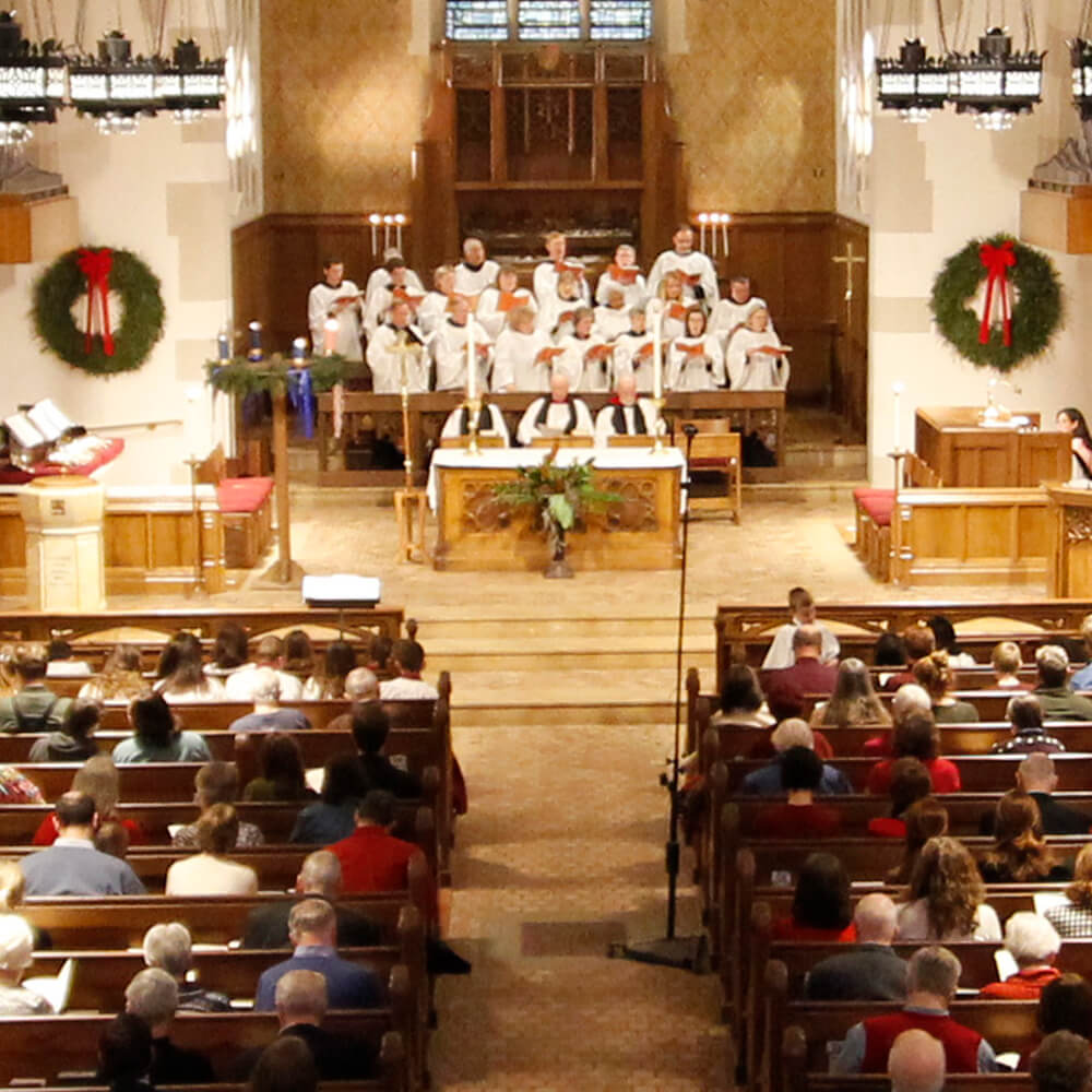 A choir sings at Christmas